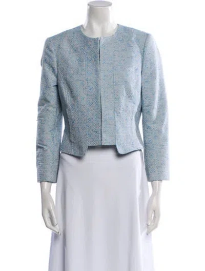 Pre-owned Ted Baker Tweed Pattern Evening Jacket In Blue