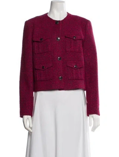 Pre-owned Ted Baker Tweed Pattern Evening Jacket In Burgundy