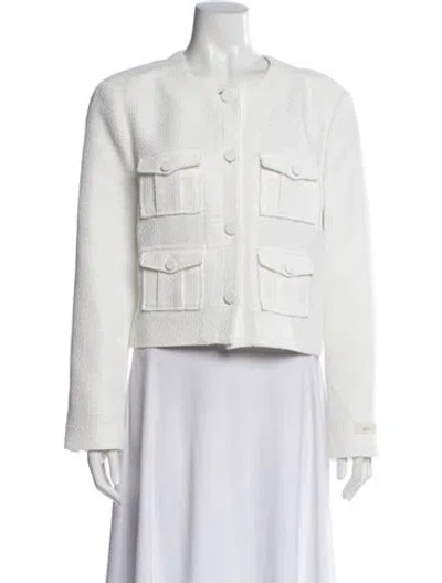 Pre-owned Ted Baker Tweed Pattern Evening Jacket In White