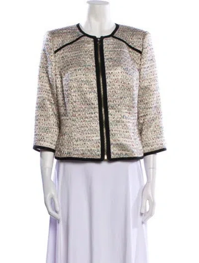 Pre-owned Ted Baker Tweed Pattern Evening Jacket In White