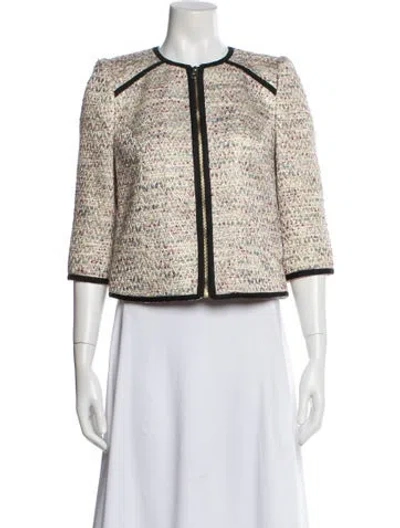 Pre-owned Ted Baker Tweed Pattern Evening Jacket In White