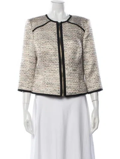 Pre-owned Ted Baker Tweed Pattern Evening Jacket In White