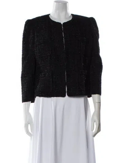 Pre-owned Ted Baker Tweed Pattern Jacket In Black