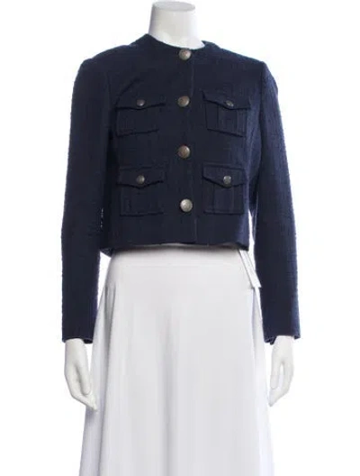 Pre-owned Ted Baker Tweed Pattern Jacket In Blue