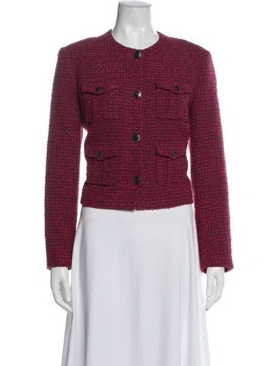 Pre-owned Ted Baker Tweed Pattern Jacket In Burgundy
