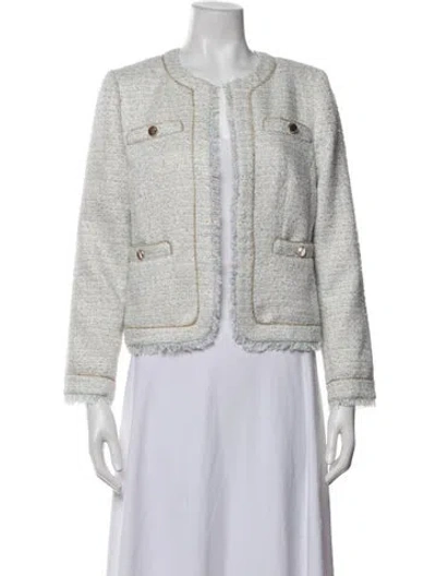 Pre-owned Ted Baker Tweed Pattern Jacket In White