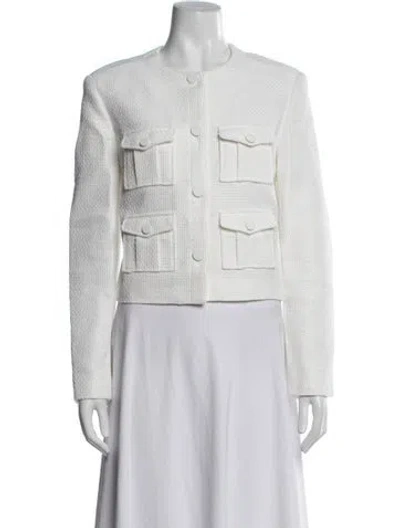 Pre-owned Ted Baker Tweed Pattern Jacket In White