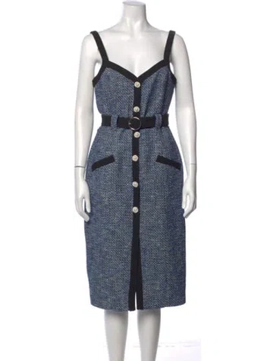 Pre-owned Ted Baker Tweed Pattern Knee-length Dress In Blue