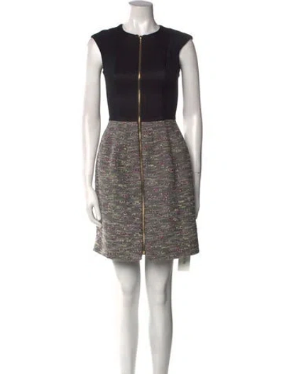 Pre-owned Ted Baker Tweed Pattern Mini Dress In Black