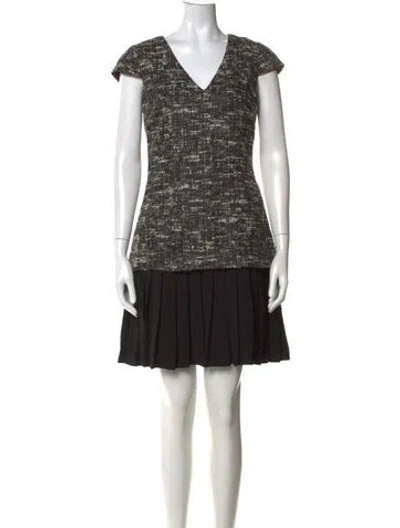 Pre-owned Ted Baker Tweed Pattern Mini Dress In Black