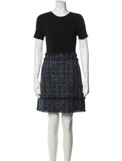 Pre-owned Ted Baker Tweed Pattern Mini Dress In Black/blue