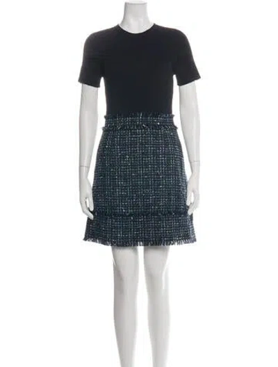 Pre-owned Ted Baker Tweed Pattern Mini Dress In Black/blue