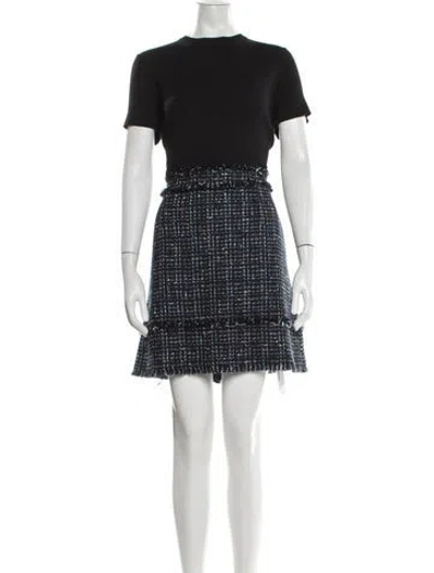 Pre-owned Ted Baker Tweed Pattern Mini Dress In Black/metallic