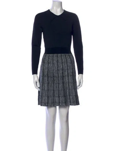 Pre-owned Ted Baker Tweed Pattern Mini Dress In Blue