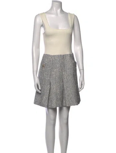 Pre-owned Ted Baker Tweed Pattern Mini Dress In Neutrals