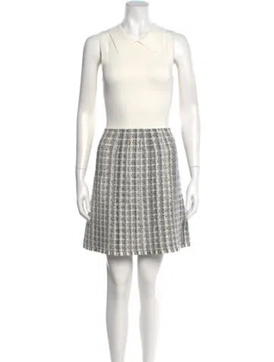 Pre-owned Ted Baker Tweed Pattern Mini Dress In White