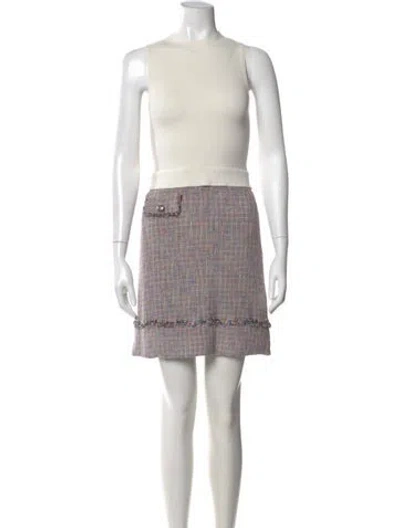 Pre-owned Ted Baker Tweed Pattern Mini Dress In White