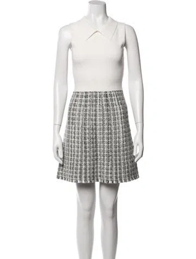 Pre-owned Ted Baker Tweed Pattern Mini Dress In White
