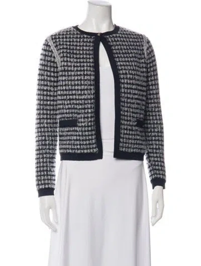 Pre-owned Ted Baker Tweed Pattern Open Front Sweater In Blue
