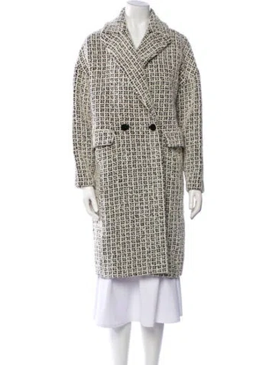 Pre-owned Ted Baker Tweed Pattern Trench Coat In Neutral