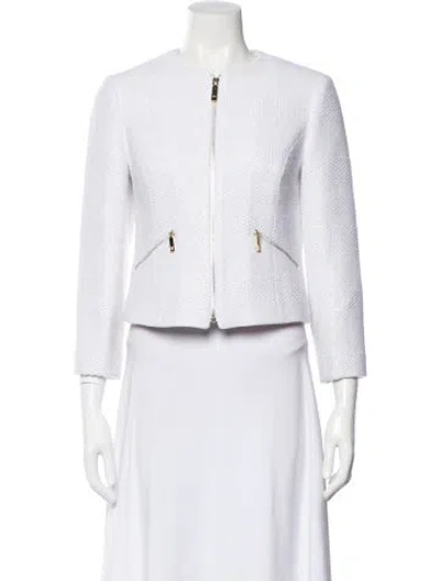 Pre-owned Ted Baker Tweed Tweed Pattern Jacket In White