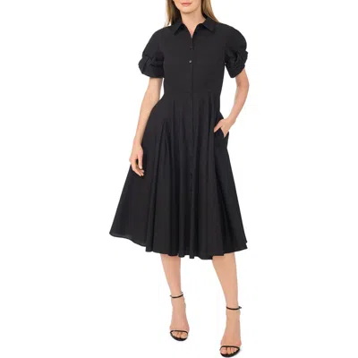 Ted Baker Twist Sleeve Cotton Midi Shirtdress In Black