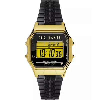 Ted Baker Unisex Ted 80's Black Stainless Steel Bracelet Watch 35.5mm In Gold Tone/black