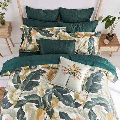 Ted Baker Urban Forager 100% Cotton Sateen 3 Piece Duvet Cover Set In Green,brown