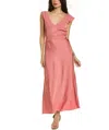 Ted Baker V Neck Bias Cut Midi Dress In Dusty Pink In Pink
