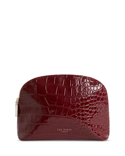 Ted Baker Valma Croc Embossed Small Washbag In Burgundy