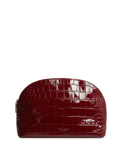 Ted Baker Valoris Croc Embossed Large Washbag In Burgundy