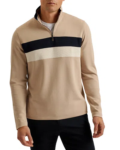 Ted Baker Veller Long Sleeve Slim Fit Half Zip Sweater In Brown