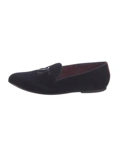 Pre-owned Ted Baker Velvet Tassel Accents Loafers In Blue