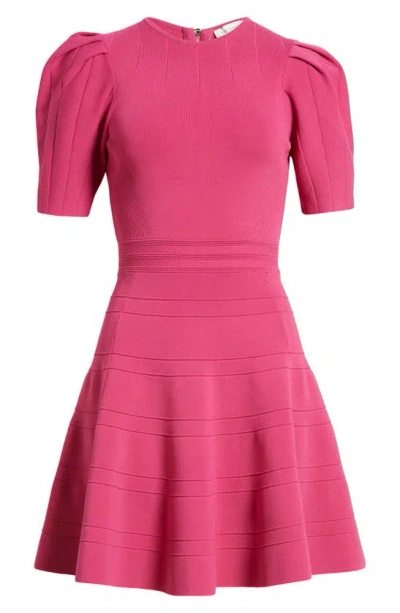 Ted Baker Velvey Puff Sleeve Dress In Bright Pink