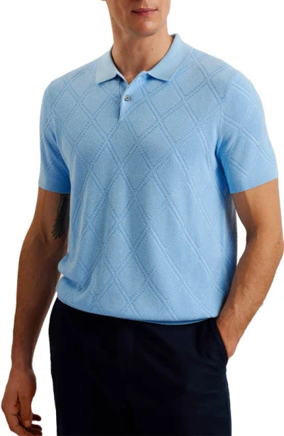 Ted Baker Mens Pl-blue Ventar Diamond-knit Regular-fit Linen-blend Polo In Pale Blue