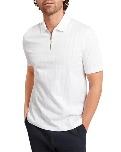 Ted Baker Victor Square Jacquard Zip Polo Shirt In White