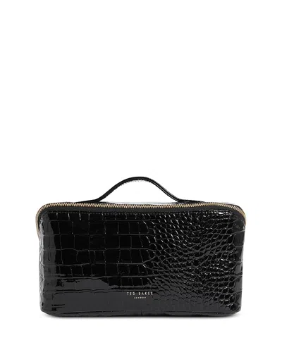 Ted Baker Vieda Croc Embossed Small Makeup Bag In Black