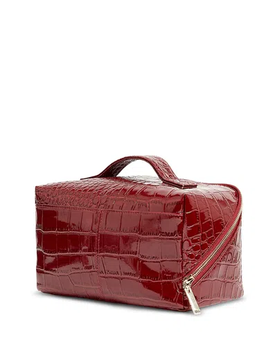 Ted Baker Vieda Croc Embossed Small Makeup Bag In Burgundy