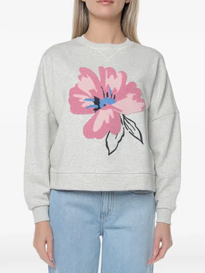 Ted Baker Vienaa Floral-patch Sweatshirt In Gray