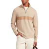 Ted Baker Viktoro T Stitch Contrast Panel Half Zip Top In Brown