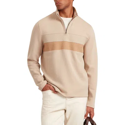 Ted Baker Viktoro T Stitch Contrast Panel Half Zip Top In Brown
