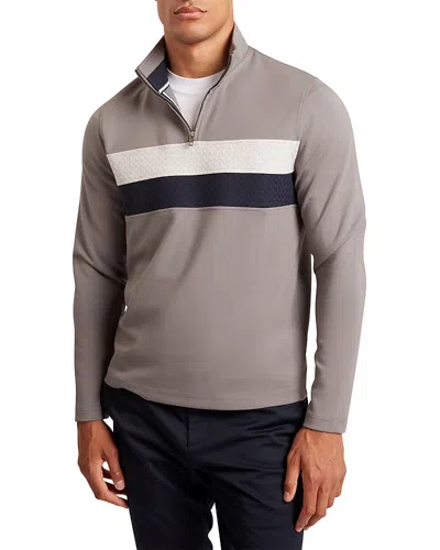 TED BAKER VIKTORO T STITCH CONTRAST PANEL HALF ZIP TOP
