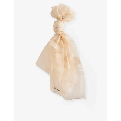 Ted Baker Womens Ivory Vileata Metallic-stripe Woven Scarf