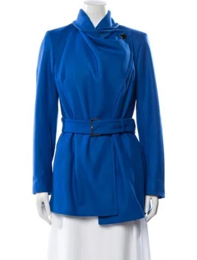 Pre-owned Ted Baker Virgin Wool Coat In Blue
