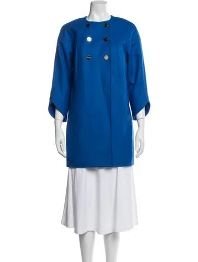 Pre-owned Ted Baker Virgin Wool Coat In Blue