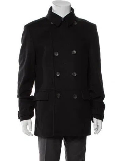 Pre-owned Ted Baker Virgin Wool Peacoat In Black