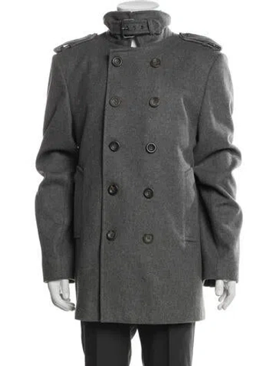 Pre-owned Ted Baker Virgin Wool Peacoat In Gray