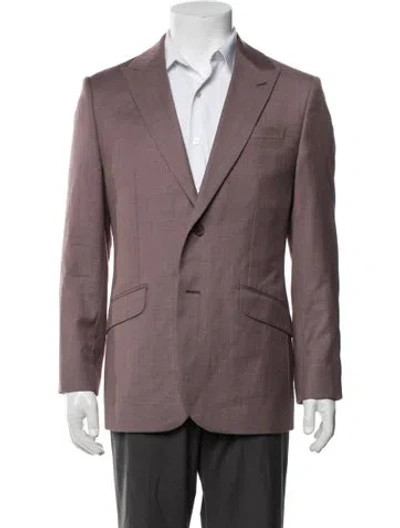 Pre-owned Ted Baker Virgin Wool Tweed Pattern Blazer In Burgundy