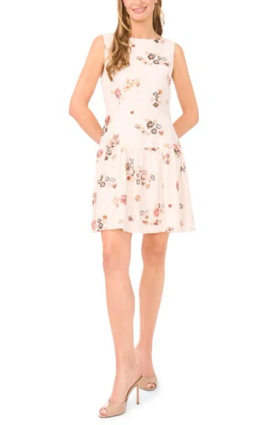 Ted Baker Vivian Floral Beaded Sleeveless Drop Waist Dress In White