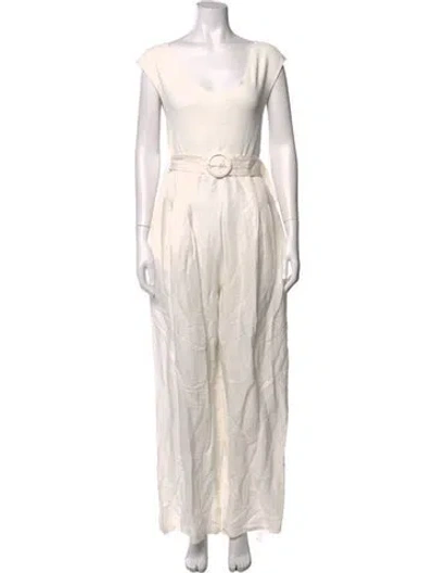 Pre-owned Ted Baker V-neck Jumpsuit W/ Tags In White